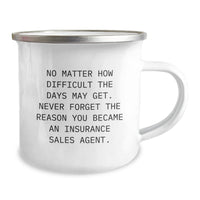 Load image into Gallery viewer, Funny Inspirational Gifts from Men to Insurance Sales Agent Friend Christmas Unique Camping Mugs Never Forget Reason Became, Funny Quote, Ideal Gift for Insurance Sales Agent - Image 2
