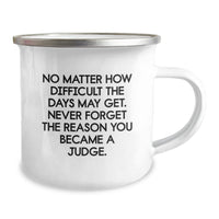 Load image into Gallery viewer, Funny Judge Gifts for Birthday - Camping Mug with Inspirational Quote 'No Matter How Difficult The Days May Get. Never Forget The Reason You Became A Judge.' from Friends to Judge - Image 2
