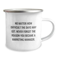 Load image into Gallery viewer, Funny Marketing Manager Christmas Unique Gifts from Friends and Family - Inspirational Camping Mug for Marketing Professionals, Motivational Quote, 12 oz Stainless Steel - Image 2
