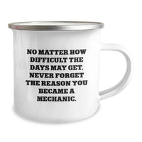 Load image into Gallery viewer, Funny Mechanic Gifts from Friends - Inspirational Camping Mug for Birthday - &#39;No Matter How Difficult The Days May Get. Never Forget The Reason You Became A Mechanic.&#39; - Image 2
