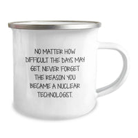 Load image into Gallery viewer, Inspirational Nuclear Technologist Gifts from Friends - &#39;No Matter How Difficult...&#39; Quote on 12 oz Camping Mug for Birthday - Image 2
