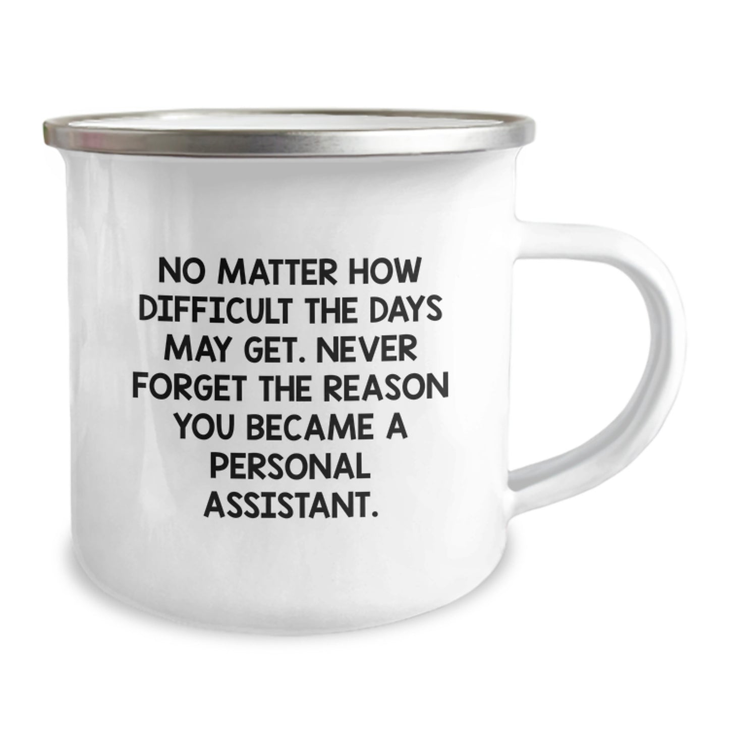 Inspirational Personal Assistant Gifts from Friends on Birthday - Camping Mug, 'No Matter How Difficult The Days May Get. Never Forget The Reason You Became A Personal Assistant.' - Image 2