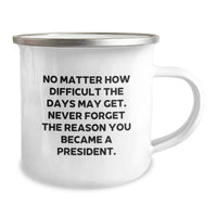 Load image into Gallery viewer, President Gifts, Funny Camping Mug for Him, Inspirational Quote to Never Forget Why You&#39;re a Leader - Gifts from Men - Gifts for President Birthday - Image 2
