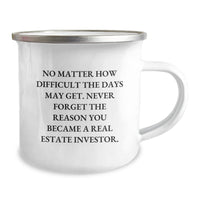 Load image into Gallery viewer, Real Estate Investor Gifts from Friends, Camping Mug for Men and Women, Inspirational Quote, 12 oz Stainless Steel with Enamel Finish, Birthday Unique Gifts - Image 2
