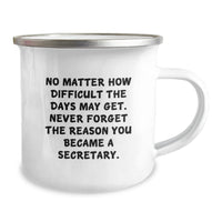 Load image into Gallery viewer, Secretary Inspiration Gifts from Friends, Funny Quote Camping Mug for Birthday, 12 oz Stainless Steel with Enamel Finish, Perfect for Secretaries, Gifts for Secretary - Image 2
