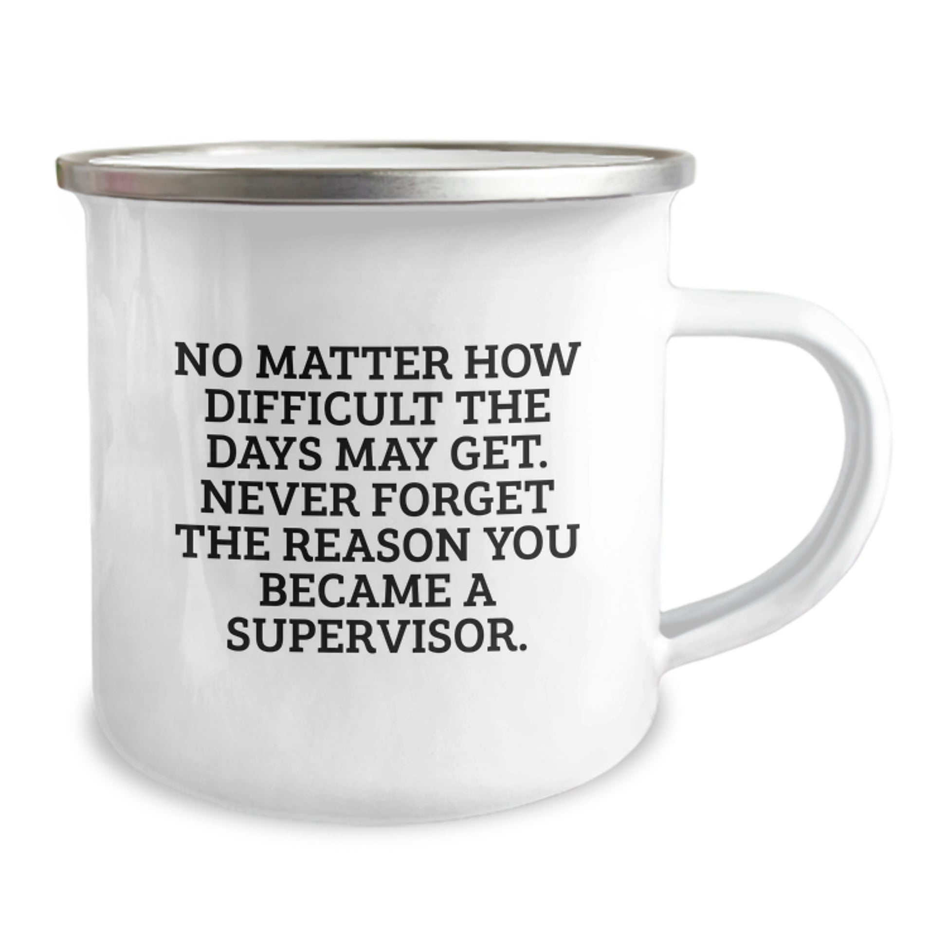 Funny Inspirational Supervisor Gifts for Men from Friends on Birthday, Unique Camping Mug with Quote 'No Matter How Difficult The Days May Get. Never Forget The Reason You Became A Supervisor.' - Image 2