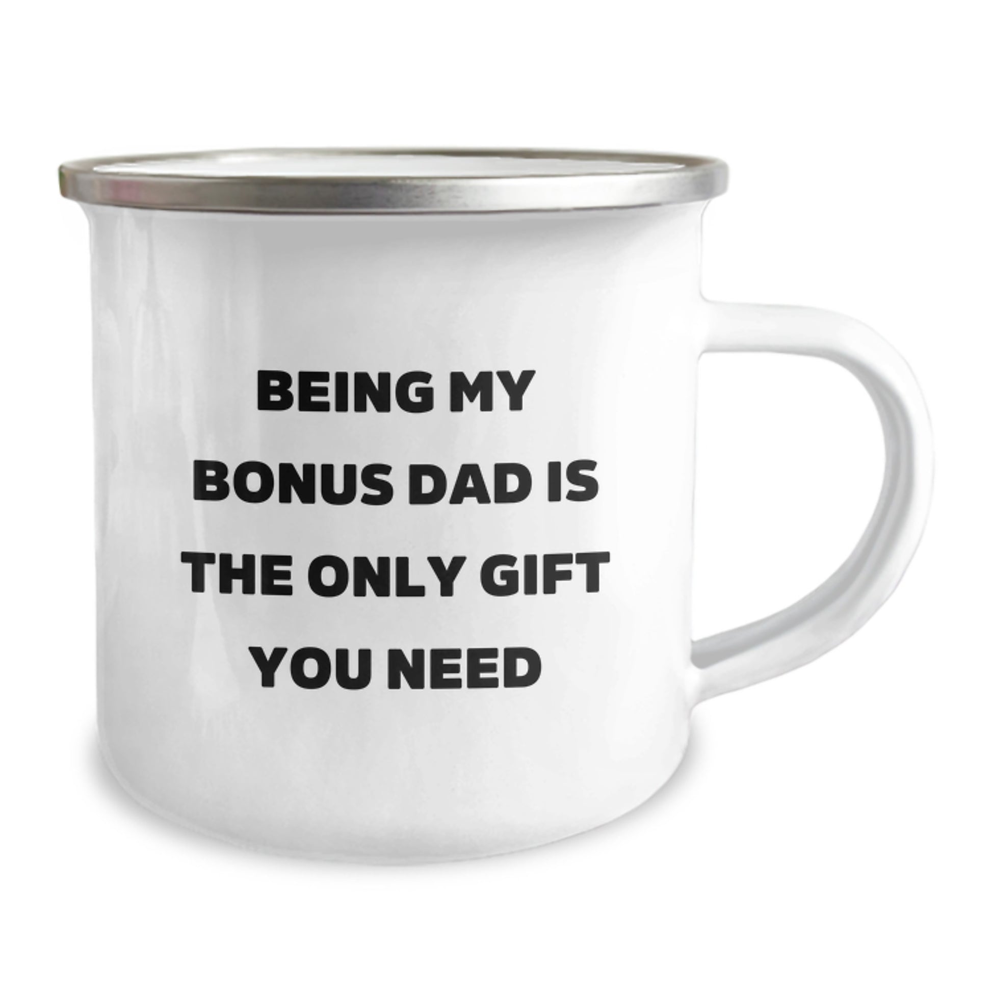 Funny Gifts from Men to Bonus Dad, 'Being My Bonus Dad Is The Only Gift You Need' Camping Mug for Graduation - Image 2