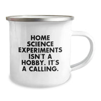 Load image into Gallery viewer, Home Science Experiments Fun Gifts for Friends and Family, Camping Mug Enamel Finish, Inspirational Quote &#39;Home Science Experiments Isn&#39;t A Hobby. It&#39;s A Calling.&#39; for Christmas Unique Presents - Image 2
