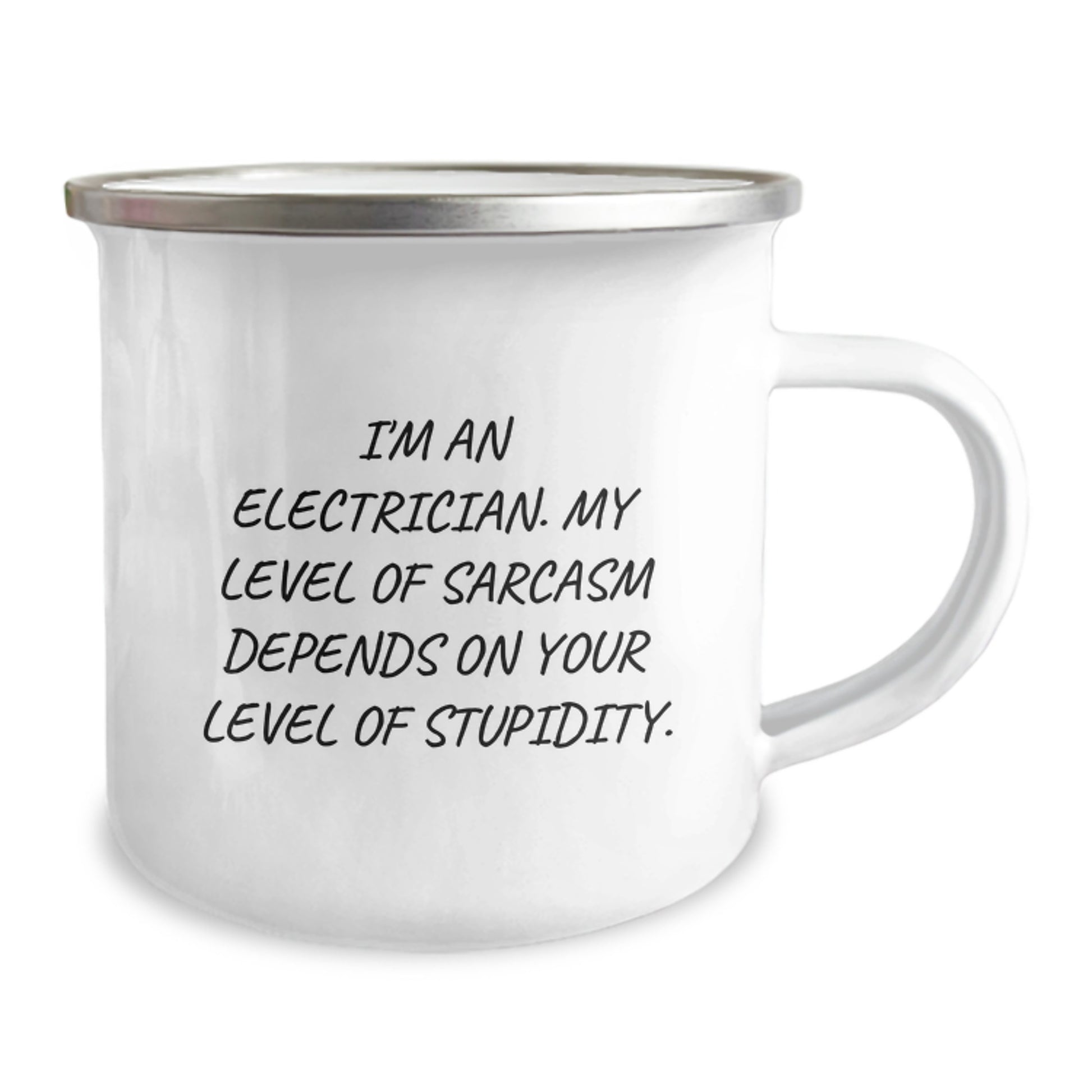 Funny Electrician Gifts for Men - Sarcasm Level Depends on Your Stupidity Camping Mug, Perfect Christmas Unique Gifts from Husband to Electrician Friend, 12 oz Stainless Steel - Image 2