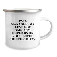 Load image into Gallery viewer, Funny Manager Gifts from Friends, Christmas Unique Manager Mugs for Office Workers, Camping Mug with Sarcastic Quote - Image 2
