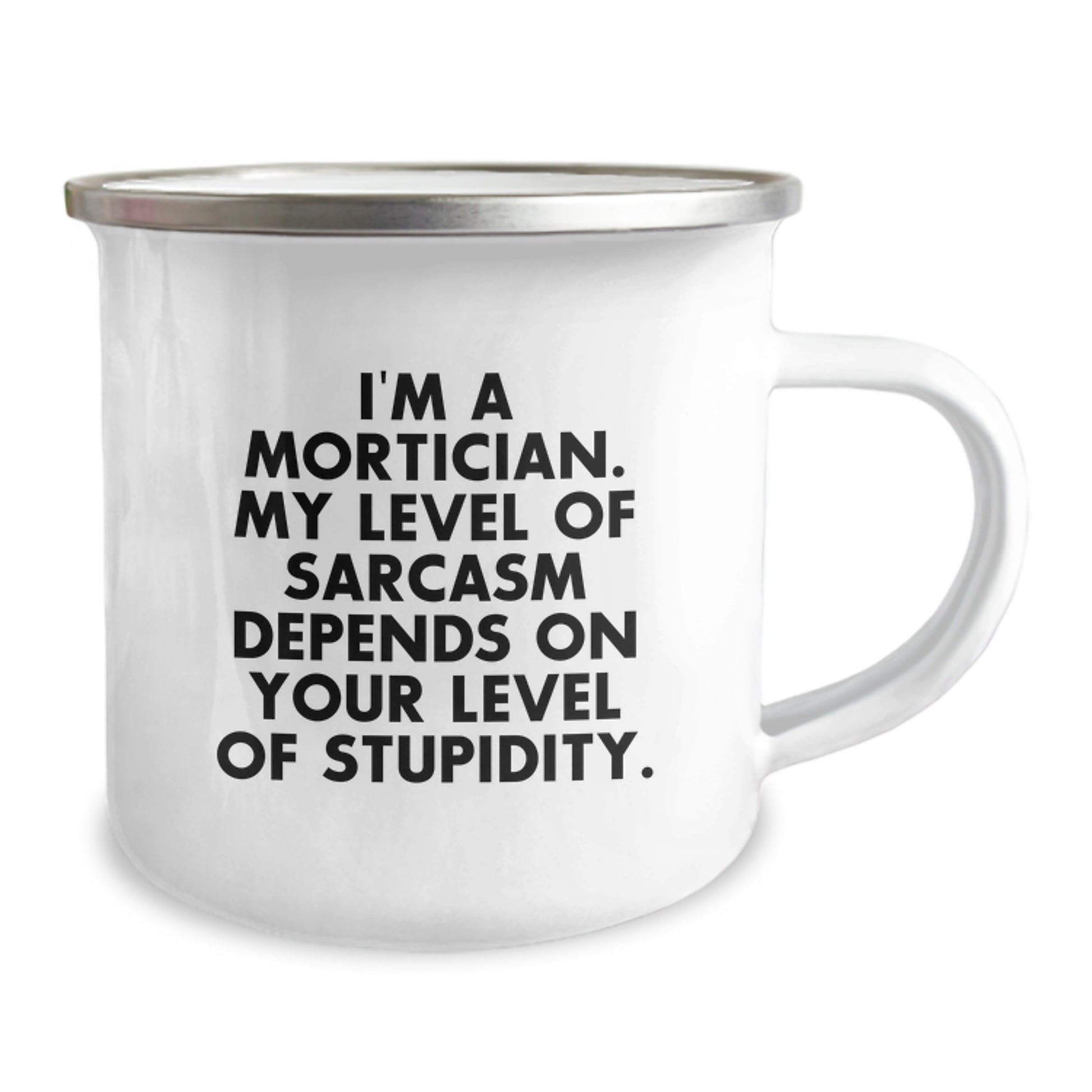 Funny Mortician Christmas Camping Mug Gifts for Mortician Friends and Family - I'm A Mortician. My Level Of Sarcasm Depends On Your Level Of Stupidity. - Image 2