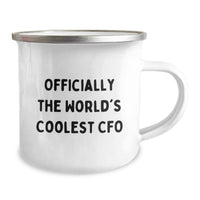 Load image into Gallery viewer, Funny CFO Gifts for Men, &#39;Officially The World&#39;s Coolest Cfo&#39; Enamel Camping Mug, Christmas Unique Presents from Friends to Family - Image 2
