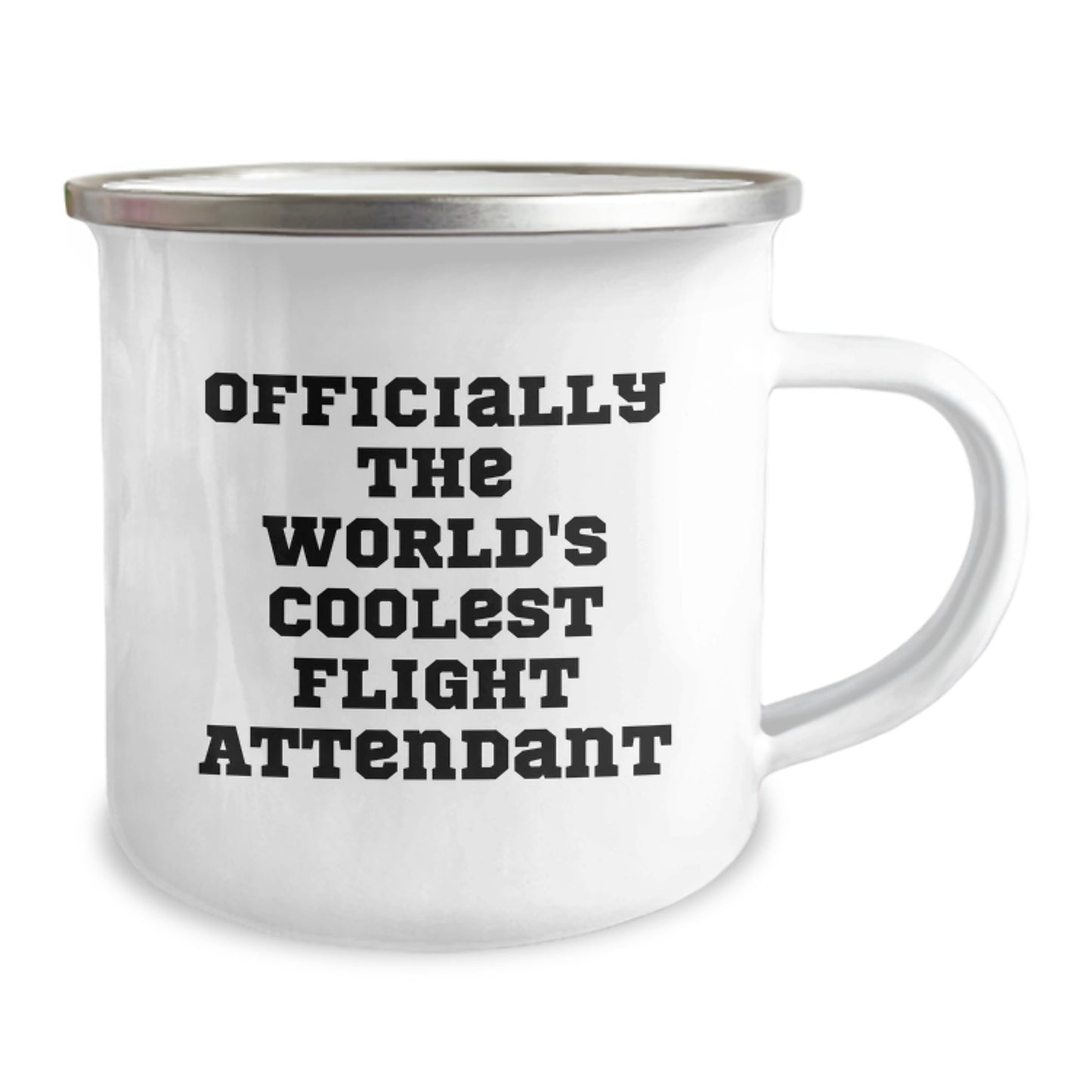 Unique Christmas Unique Gifts for Flight Attendants - Funny Camping Mug, 'Officially The World's Coolest Flight Attendant' Quote, Stainless Steel with Enamel Finish, 12 oz Capacity - Image 2