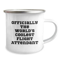 Load image into Gallery viewer, Unique Christmas Unique Gifts for Flight Attendants - Funny Camping Mug, &#39;Officially The World&#39;s Coolest Flight Attendant&#39; Quote, Stainless Steel with Enamel Finish, 12 oz Capacity - Image 2
