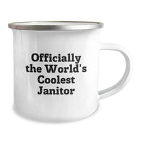 Load image into Gallery viewer, Funny Janitor Gifts for Friends, Janitor Camping Mug with Quote &#39;Officially The World&#39;s Coolest Janitor&#39;, Christmas Unique Gifts from Men - Image 2
