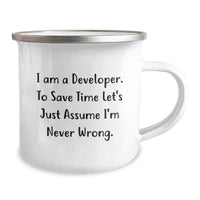 Load image into Gallery viewer, Funny Developer Gifts for Men from Coworkers - Camping Mug with I&#39;m Never Wrong Quote, Perfect for Christmas Unique Gifts - Image 2
