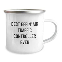 Load image into Gallery viewer, Funny Air Traffic Controller Gifts from Friends for Christmas Unique Gifts, Camping Mug with Best Effin&#39; Air Traffic Controller Ever Quote, 12 oz Stainless Steel with Enamel Finish - Image 2
