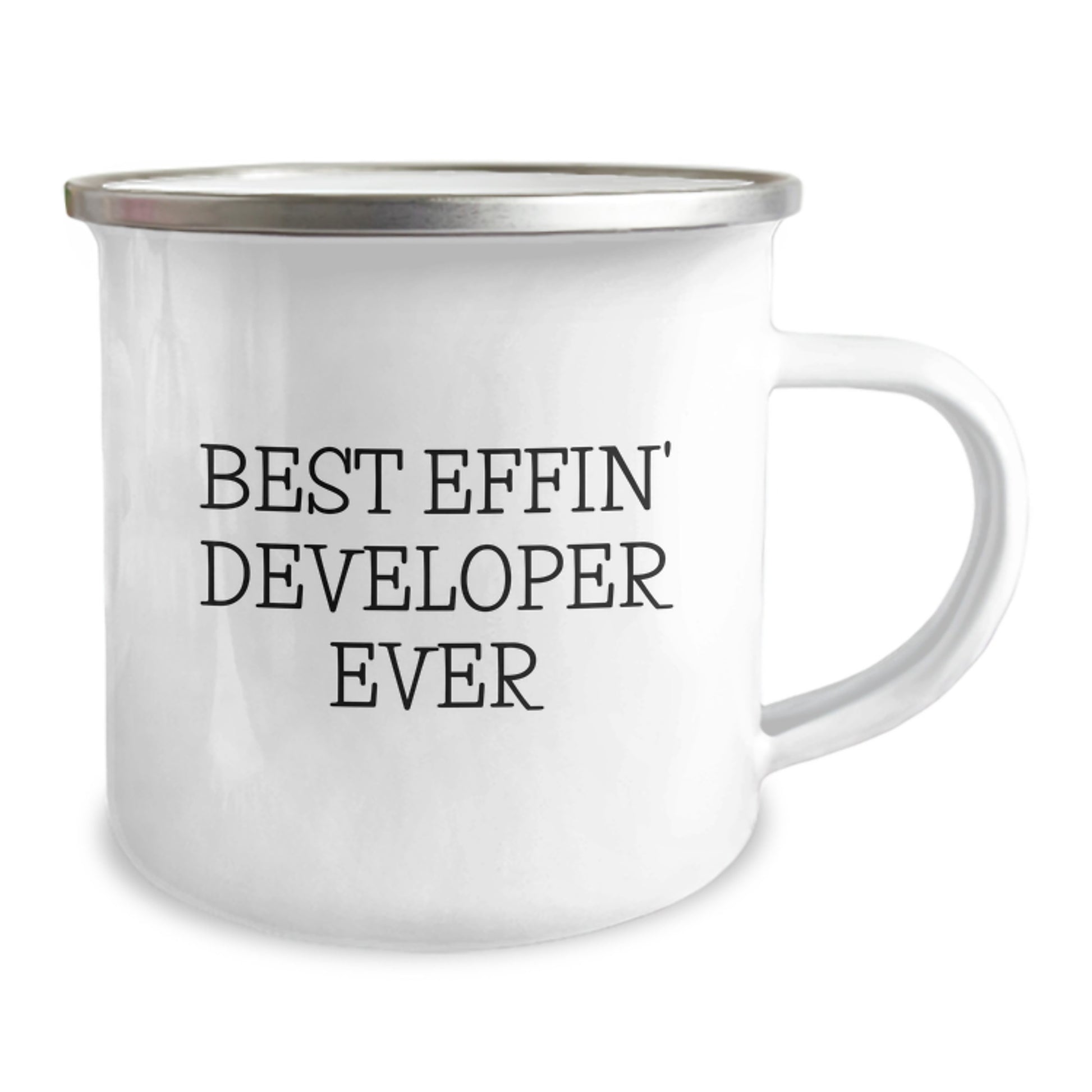 Funny Developer Gifts from Friends, Best Effin' Developer Ever Camping Mug, Christmas Unique Presents for Men, 12 oz Stainless Steel Enamel Finish - Image 2