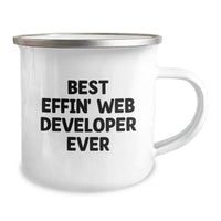 Load image into Gallery viewer, Funny Web Developer Gifts from Friends - Best Effin&#39; Web Developer Ever Camping Mug for Men - Unique Christmas Memorable Presents for Web Developers - Image 2
