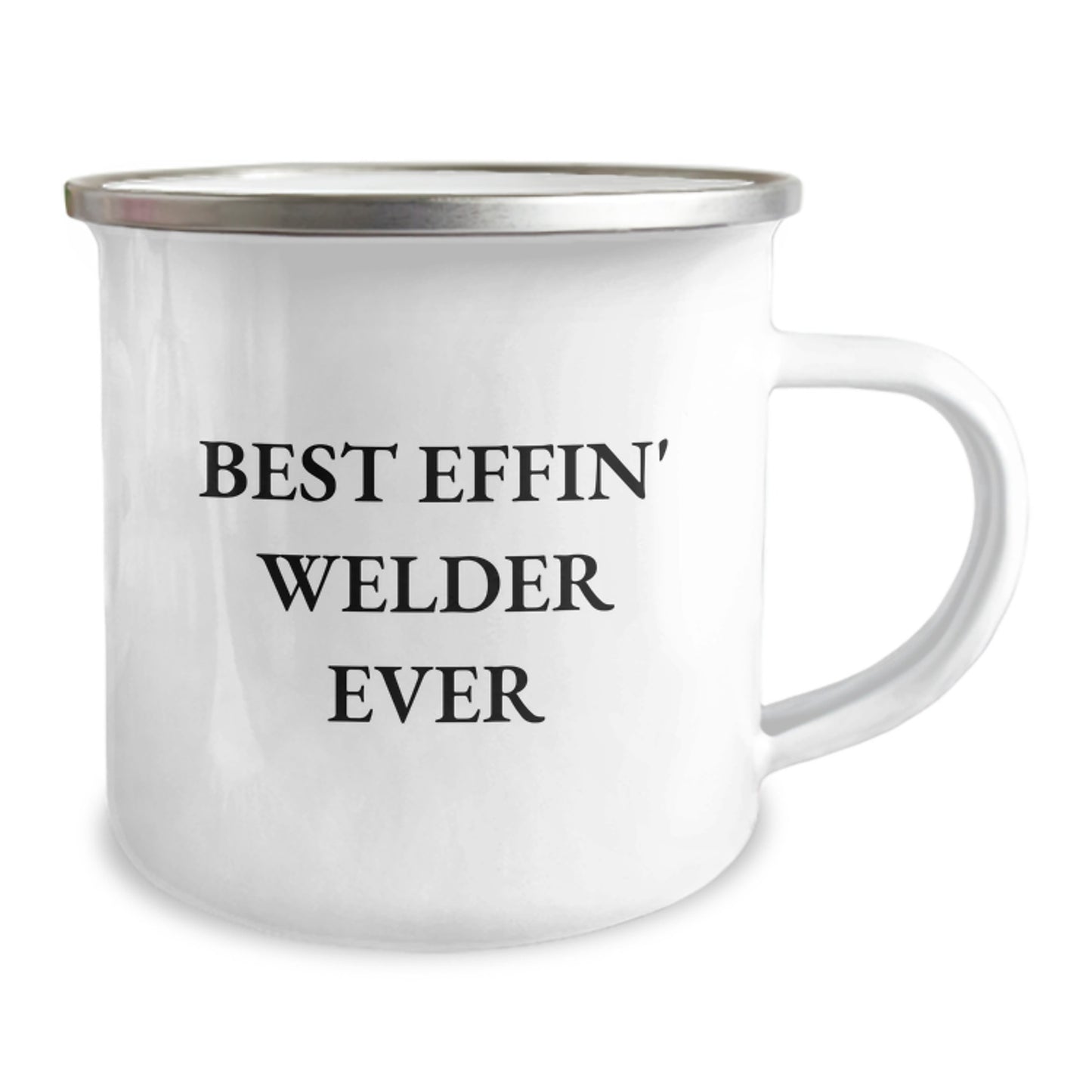 Funny Welder Gifts for Men from Family, Best Effin' Welder Ever Enamel Camping Mug, 12 oz Stainless Steel for Christmas Unique Gifts - Image 2