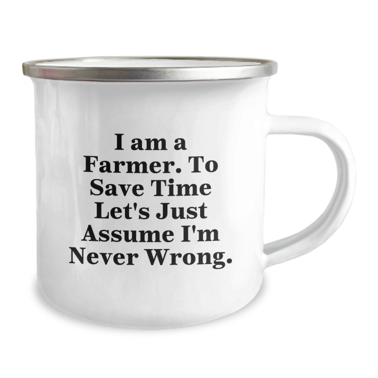 Funny Farmer Gifts from Friends for Men, 'I'm Never Wrong' Camping Mug, Stainless Steel with Enamel Finish, Perfect for Christmas Unique Gifts - Image 2