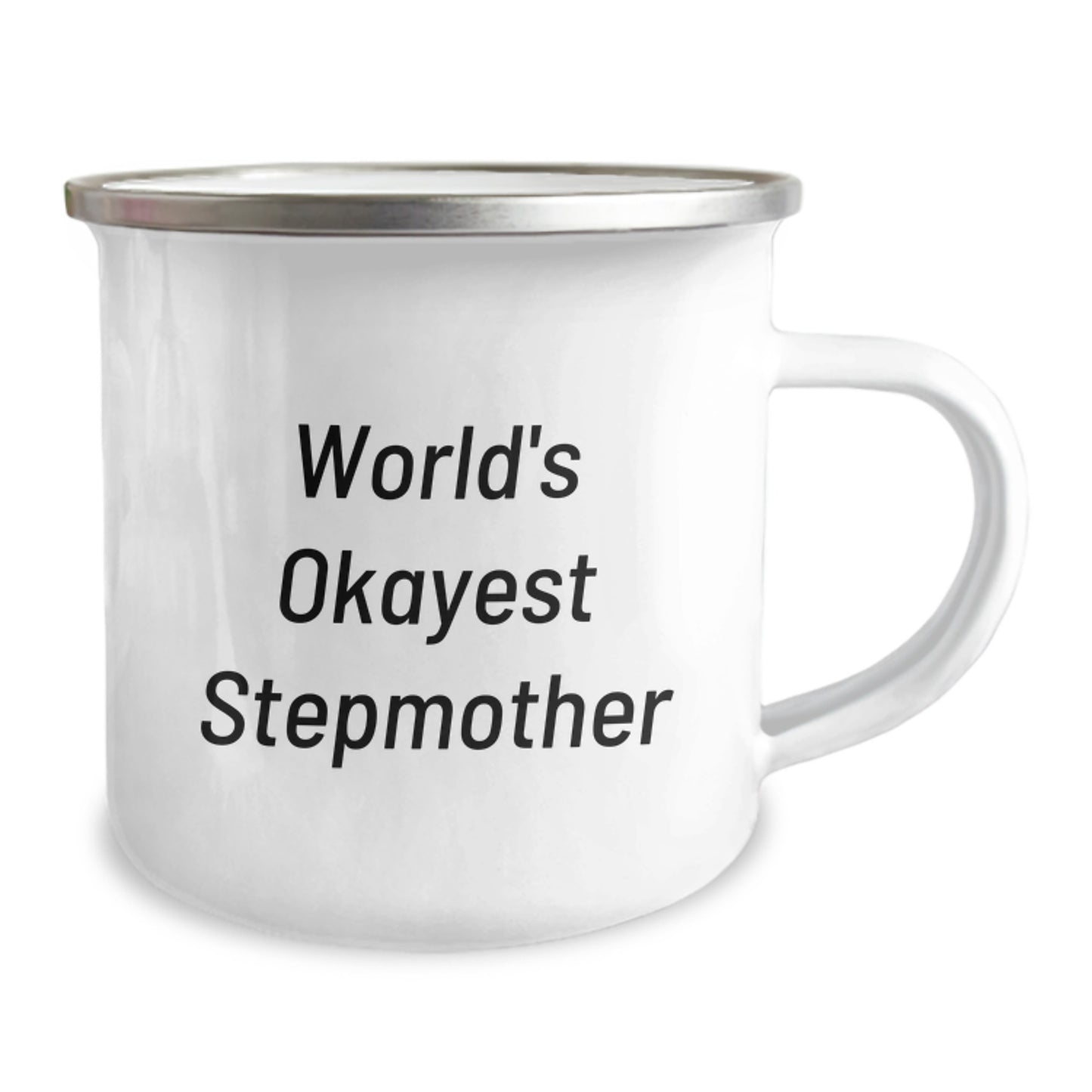 Funny Stepmother Gifts from Friends Unique Birthday Presents World's Okayest Stepmother Camping Mug - Image 2