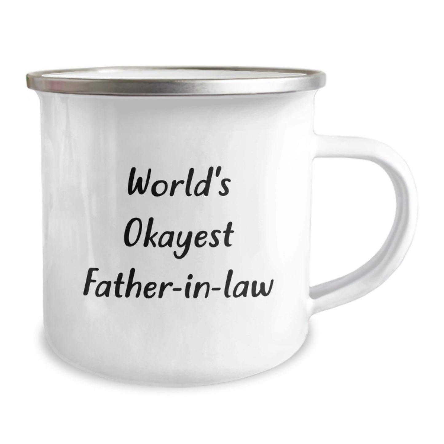 Funny Gifts from Family - World's Okayest Father-in-law Camping Mug, Birthday Unique Gift for Dad's Best Friend - Image 2