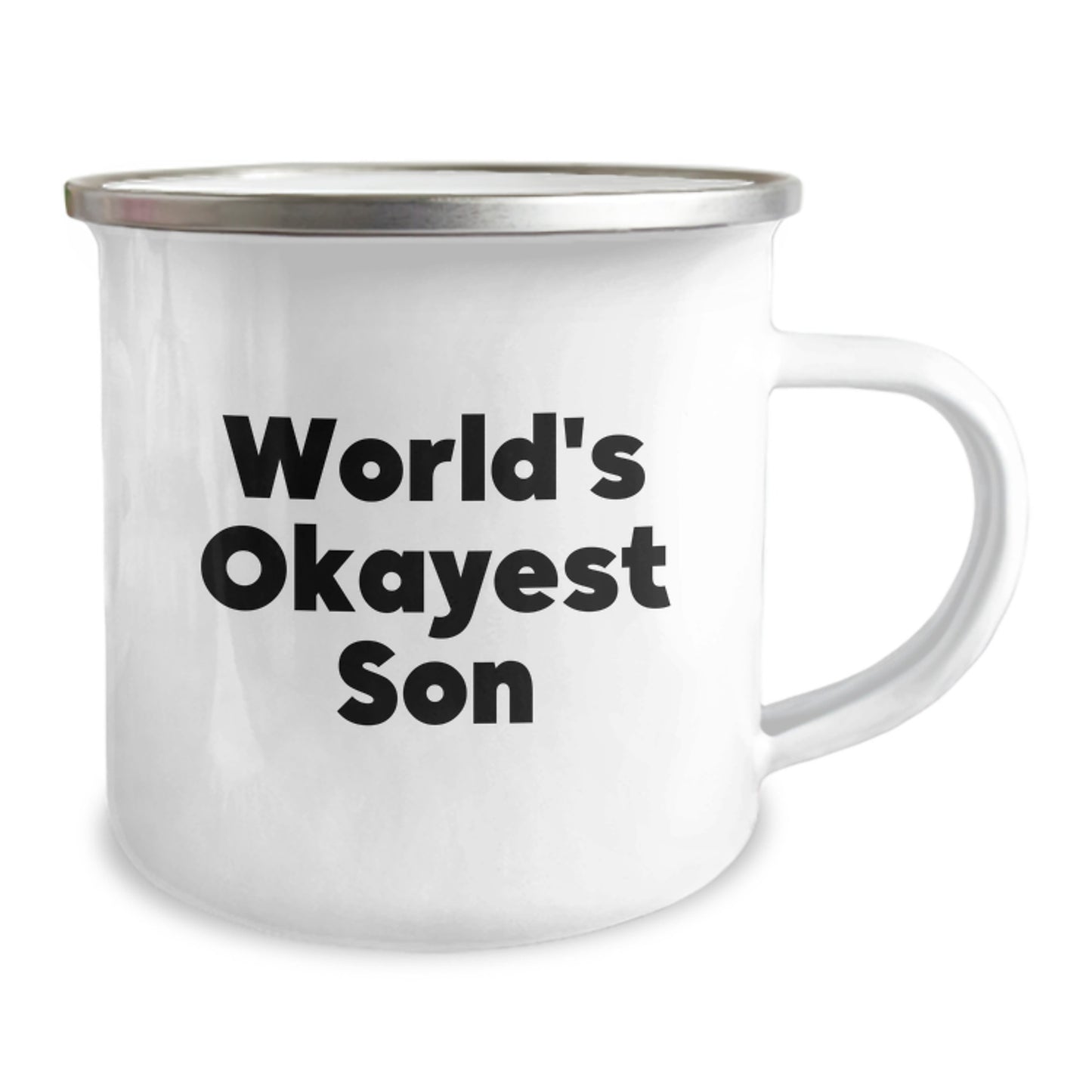 Funny Son Gifts from Dad - World's Okayest Son Camping Mug for Men - Mother's Day Unique Gifts for Son - Image 2