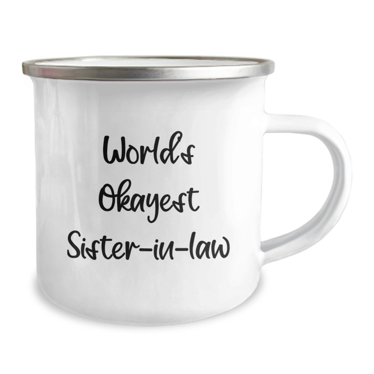 Funny Sister-in-law Gifts from Men - World's Okayest Sister-in-law Camping Mug for Birthday Unique Gifts - Image 2