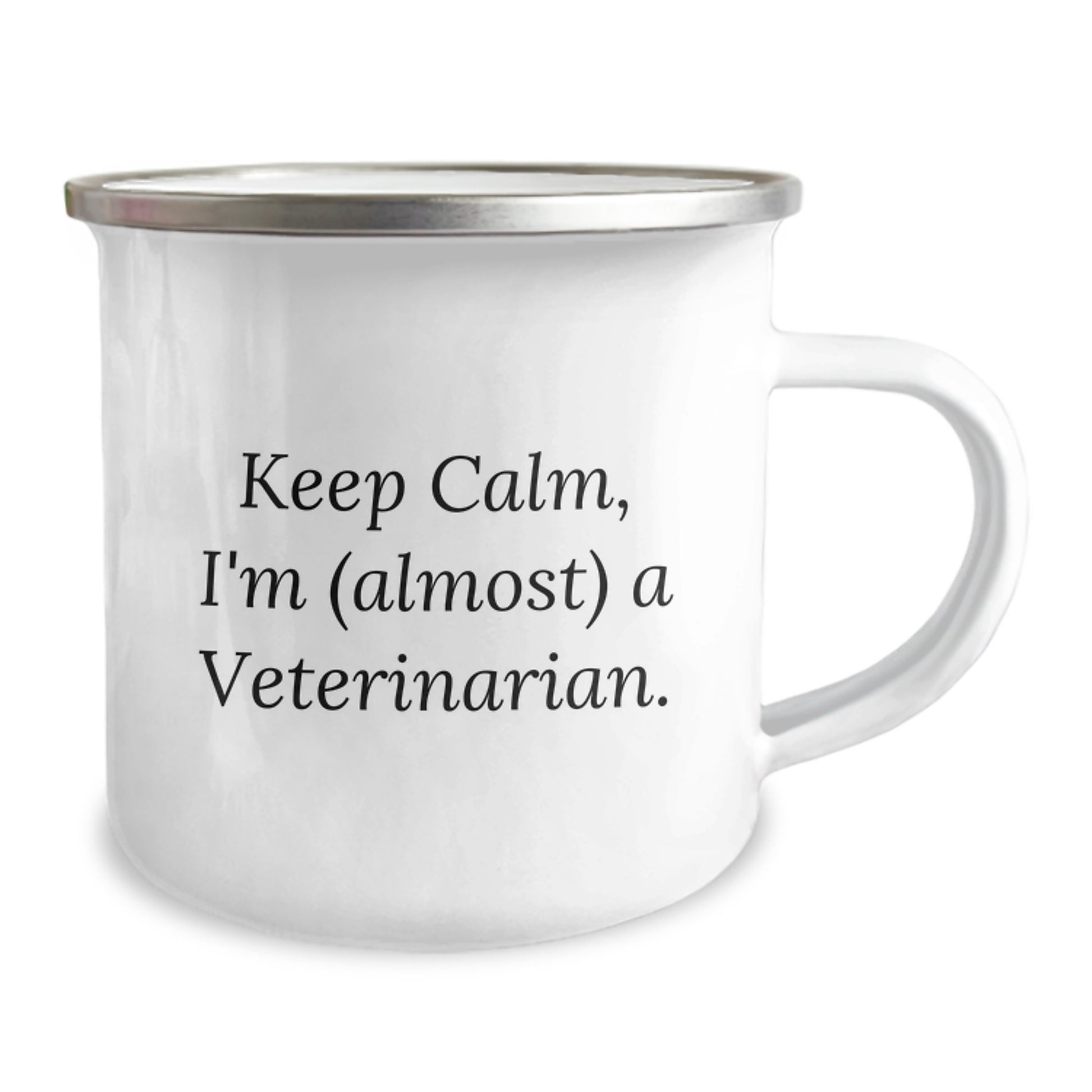 Funny Veterinarian Gifts from Friends, 12 oz Stainless Steel Camping Mug, 'Keep Calm, I'm (almost) A Veterinarian.' Birthday Unique Gifts for Men Women Coworkers Family - Image 2