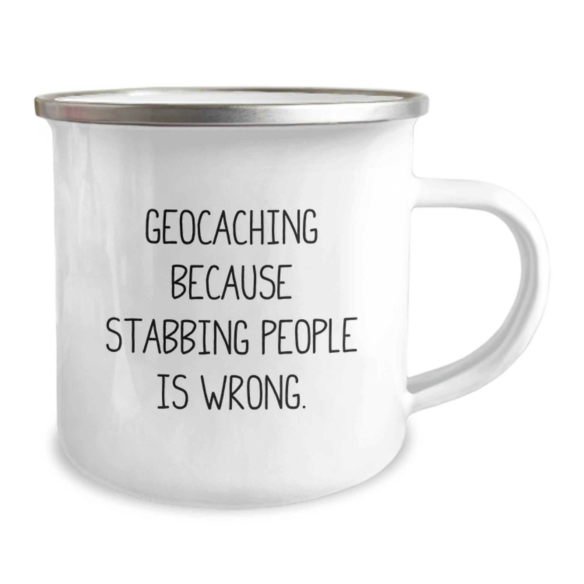 Gifts from Geocaching Partners for Valentine's Unique Camping Mug with Funny Quote 'Geocaching Because Stabbing People Is Wrong.' for Geocaching Enthusiasts - Image 2