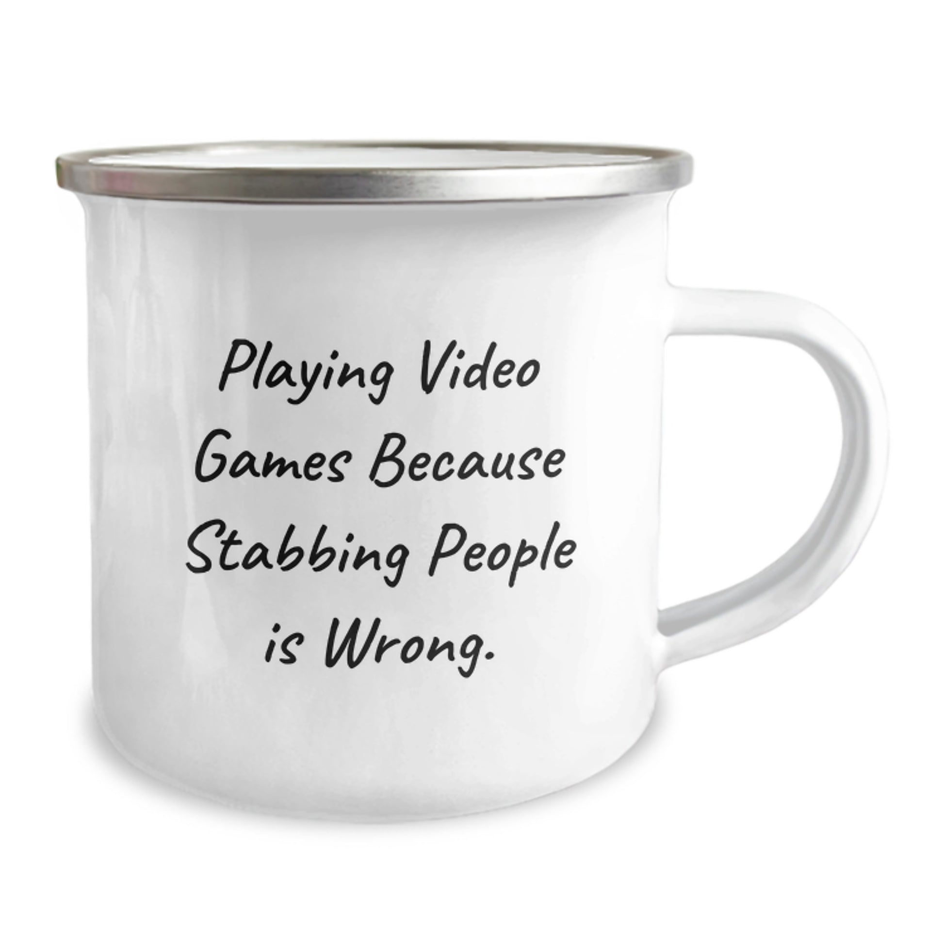 Funny Valentine's Gifts from Friends for Playing Video Games Enthusiasts - Camping Mug - Playing Video Games Because Stabbing People Is Wrong. Humor - Valentine's Unique Ideas for Men - Image 2