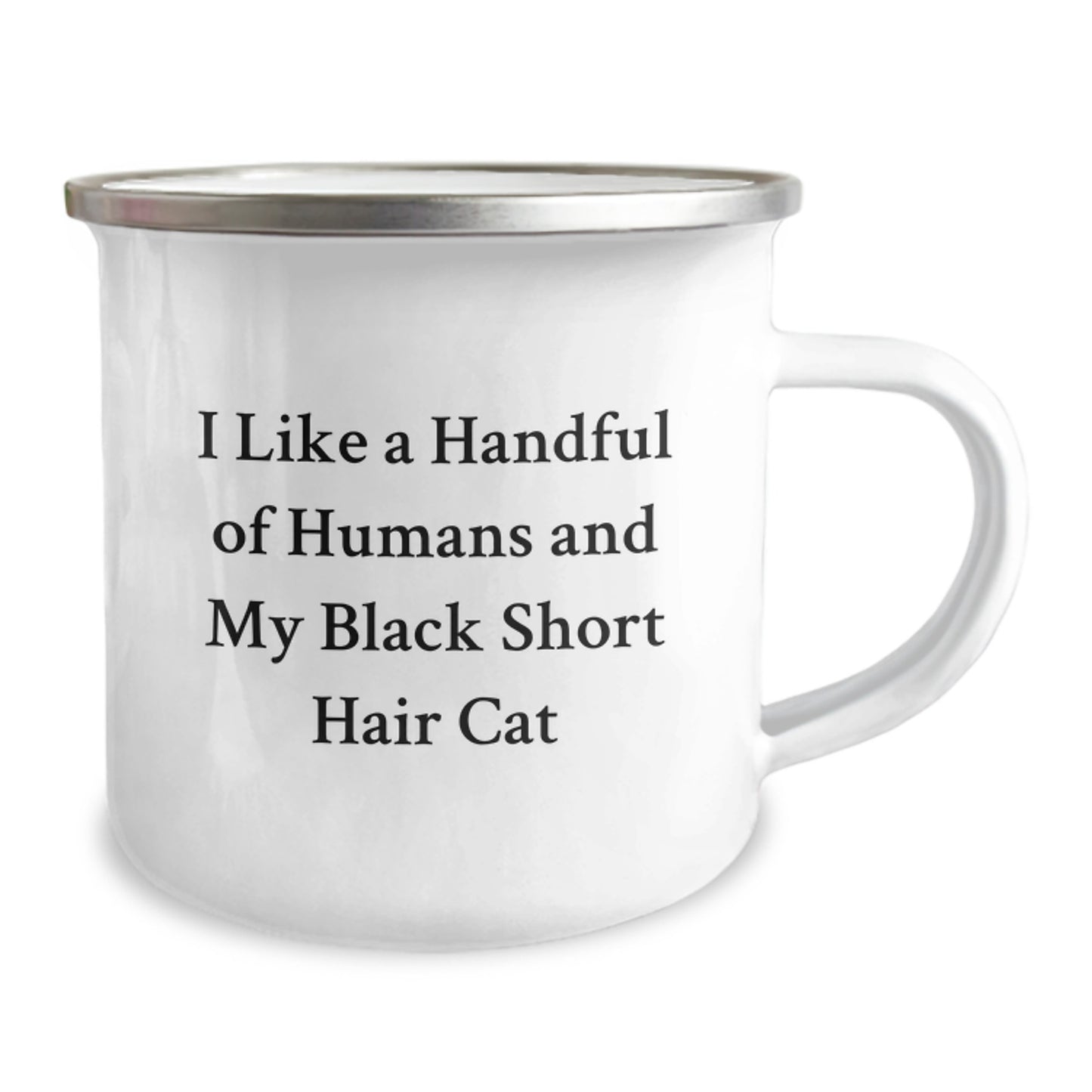 Funny Black Short Hair Cat Gifts for Mom Camping Mug - I Like A Handful Of Humans And My Black Short Hair Cat - Image 2
