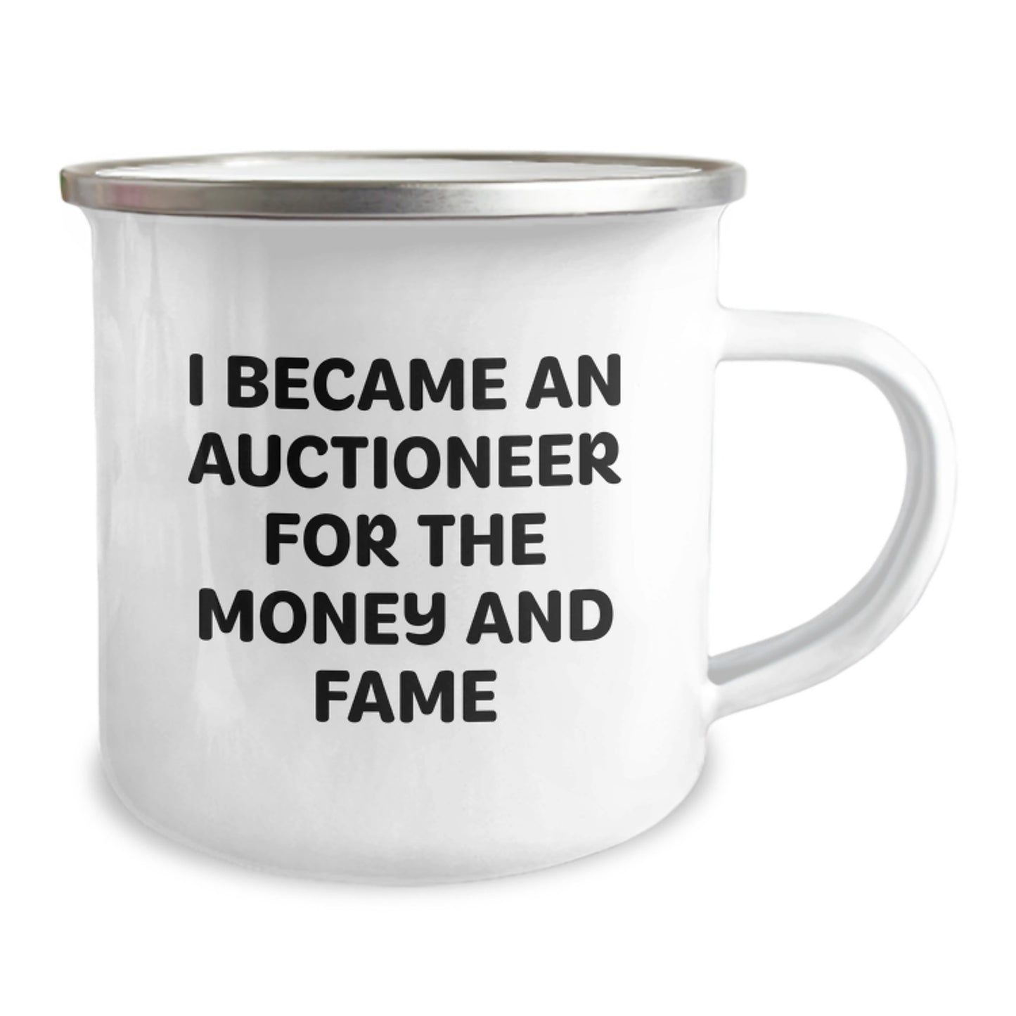 Auctioneer Funny Quotes Gifts from Men to Auctioneer Friends for Valentine's Unique Camping Mugs, 12 oz Stainless Steel with Enamel Finish - Image 2