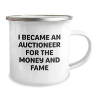 Load image into Gallery viewer, Auctioneer Funny Quotes Gifts from Men to Auctioneer Friends for Valentine's Unique Camping Mugs, 12 oz Stainless Steel with Enamel Finish - Image 2
