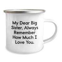 Load image into Gallery viewer, Big Sister Camping Mug Gifts from Family - Funny Quote for Valentine's - 12 oz Stainless Steel Coffee Mug - Image 2
