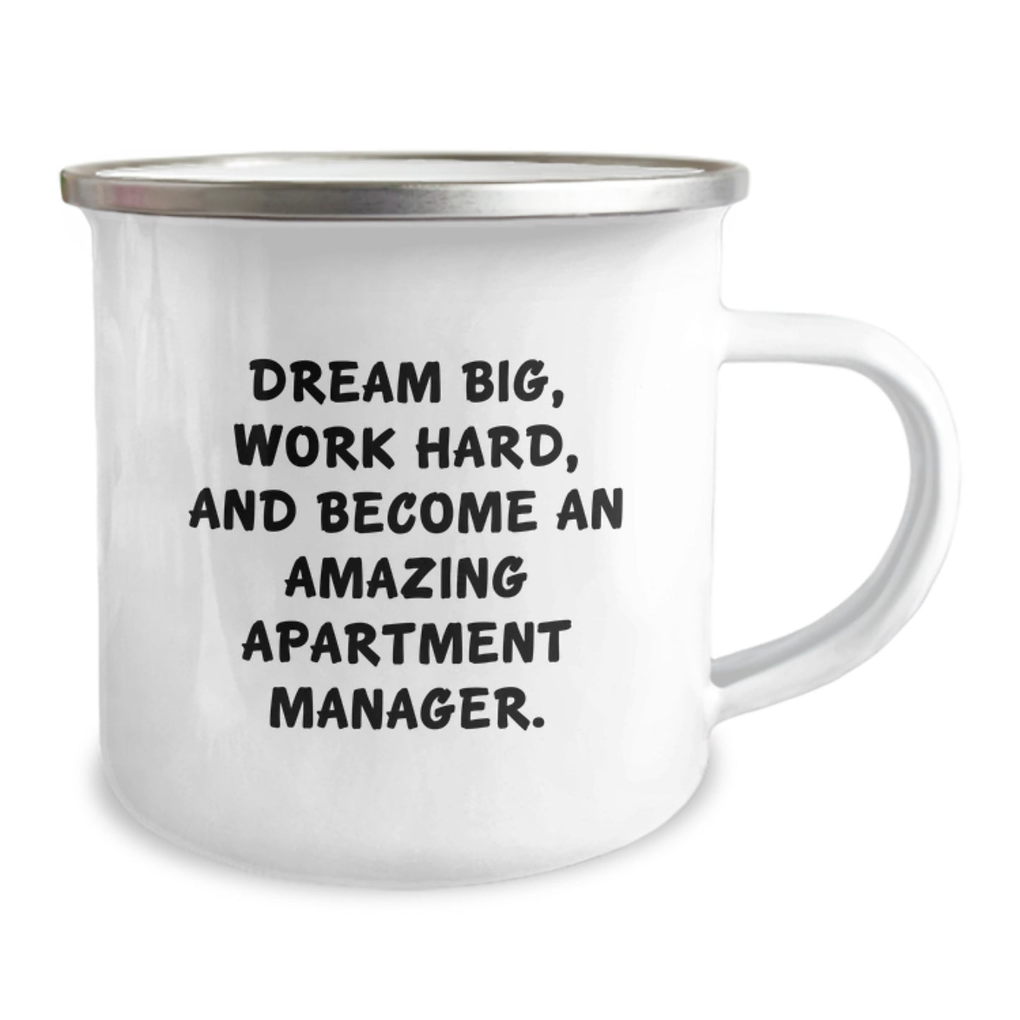 Inspirational Gifts from Men for Apartment Manager on Valentine's - 'Dream Big, Work Hard'- 12 oz Stainless Steel Camping Mug - Image 2