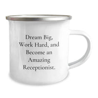 Load image into Gallery viewer, Funny Receptionist Gifts for Men, Christmas Unique Office Mug with Inspirational Quote 'Dream Big, Work Hard, And Become An Amazing Receptionist', Gifts from Friends to Coworker - Image 2
