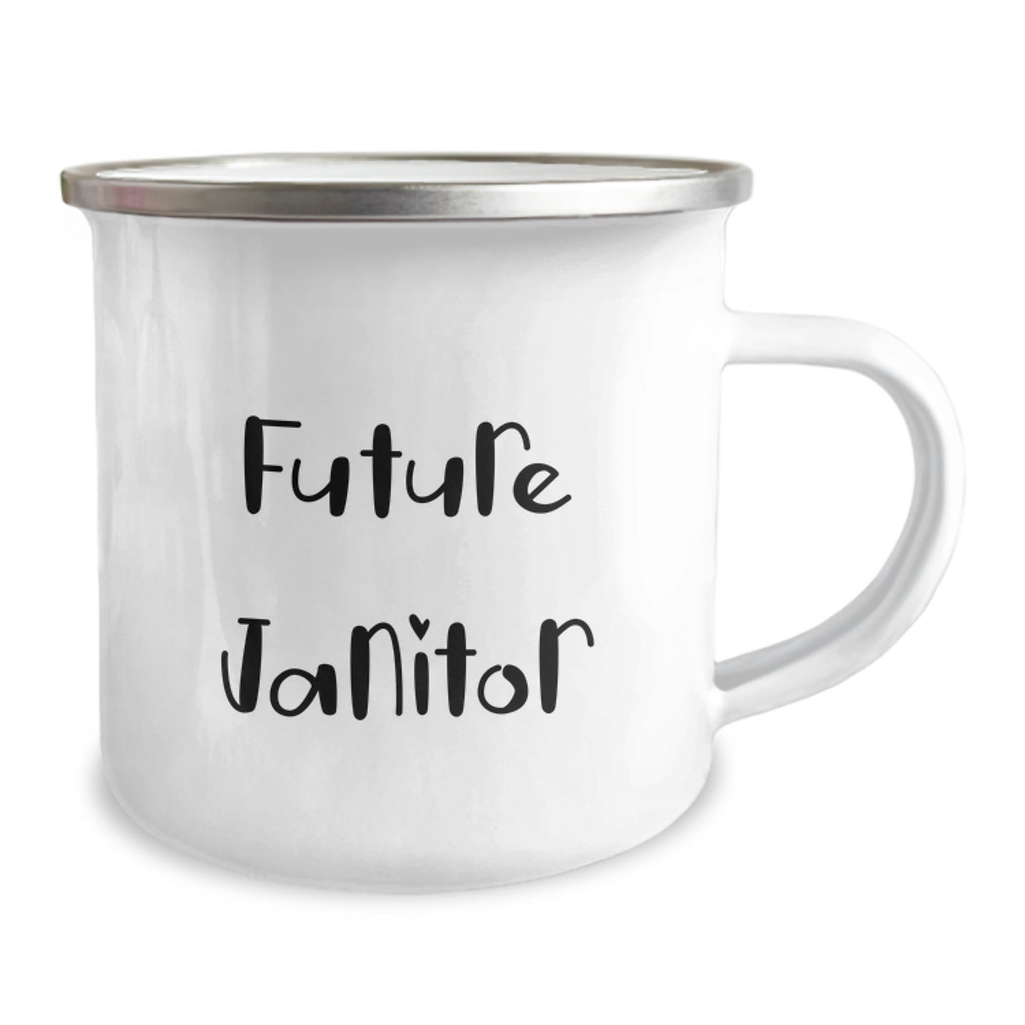Funny Janitor Gifts from Friends and Family, 'Future Janitor' Quote, Valentine's Unique Camping Mug for Janitor, 12 oz Stainless Steel with Enamel Finish - Image 2