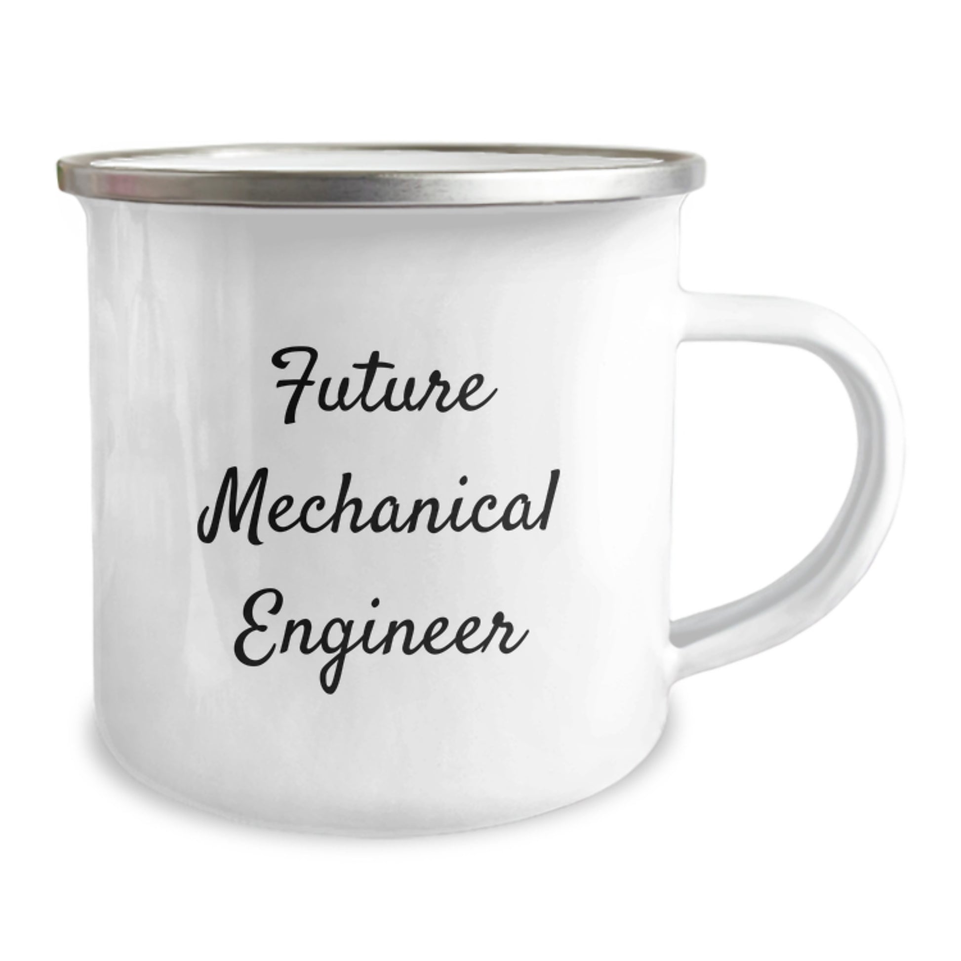 Funny Quote for Future Mechanical Engineer, Graduation Unique Gifts for Men, 12 oz Stainless Steel Camping Mug with Enamel Finish - Image 2
