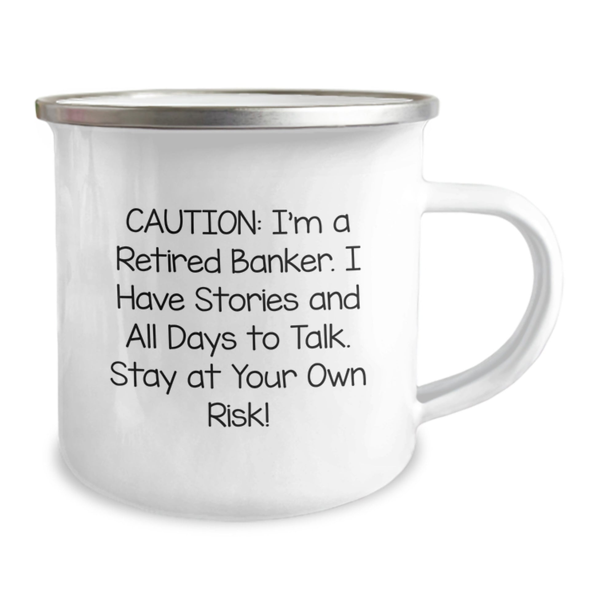 Funny Banker Retirement Camping Mug Gifts for Friends from Coworkers, Birthday Unique Ideas for Men Women, 'Caution: Retired Banker Here to Talk' - Image 2