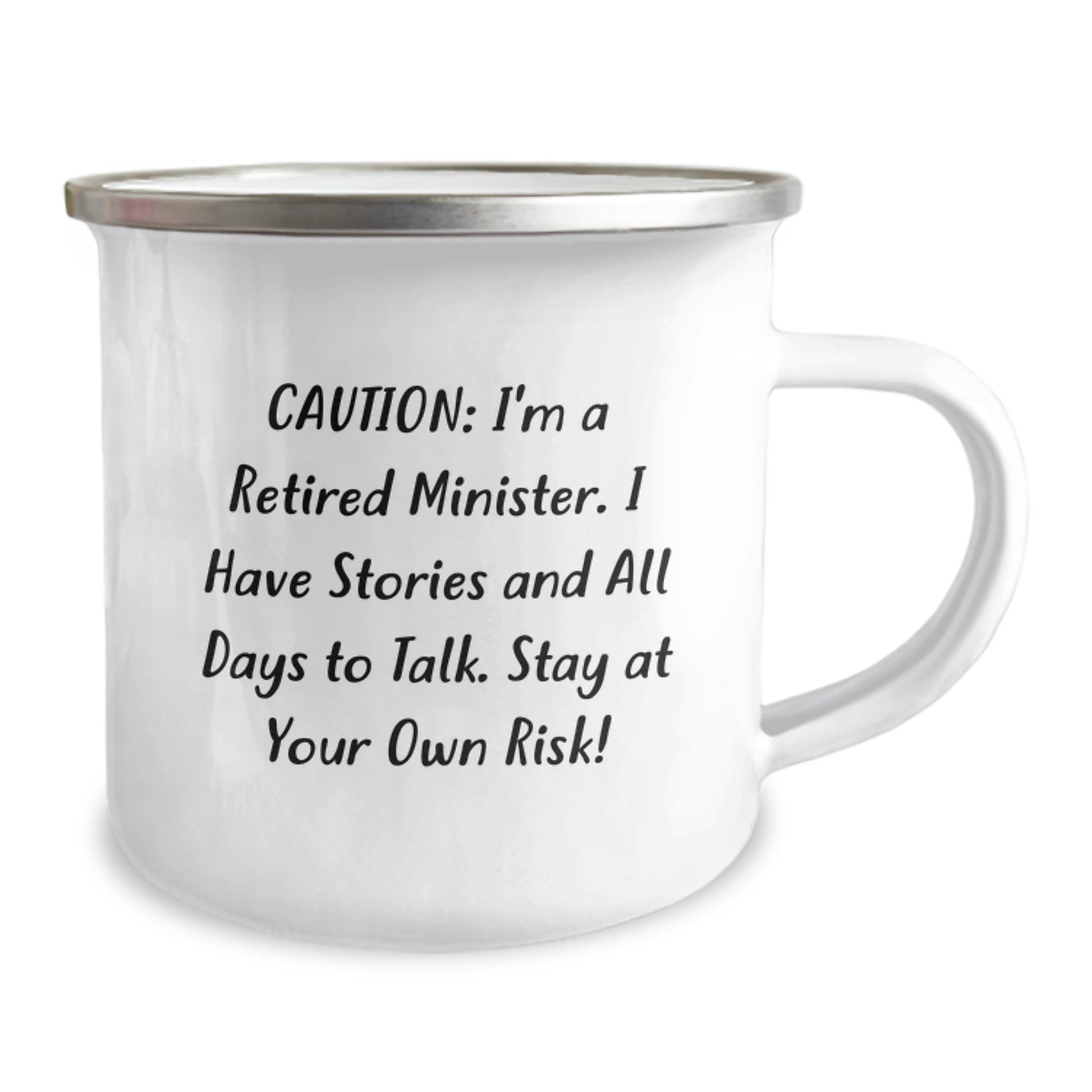Funny Minister Gifts for Men - 'Caution: I'm A Retired Minister' Camping Mug, Perfect for Graduation Unique Gifts from Friends and Family - Image 2