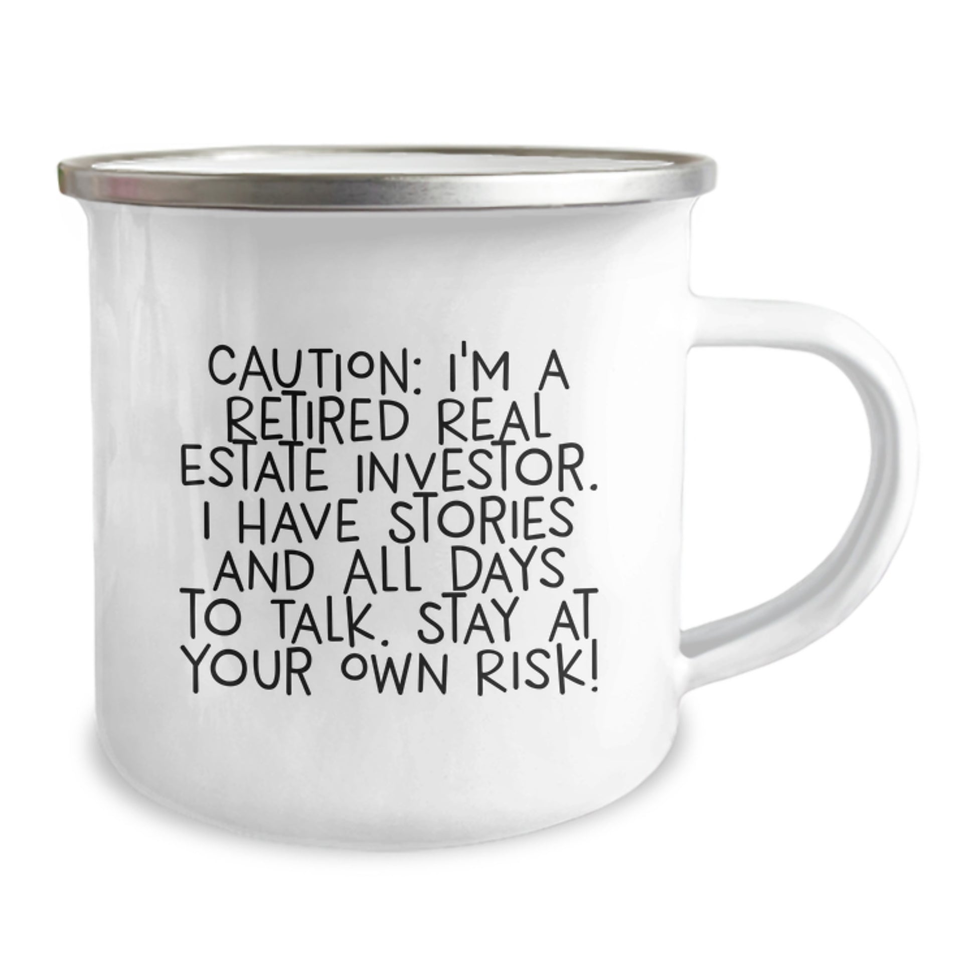 Funny Real Estate Investor Gifts - Gifts from Family - Graduation Unique Gifts for Real Estate Investor Men - Retired Investor Quote Enamel Camping Mug - Image 2