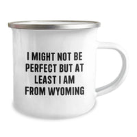 Load image into Gallery viewer, Unique Wyoming Gifts for Men or Women - Funny Camping Mug for Graduation from Wyoming - &#39;I Might Not Be Perfect But At Least I Am From Wyoming&#39; - Gifts from Family, Friends, or Coworkers - Image 2
