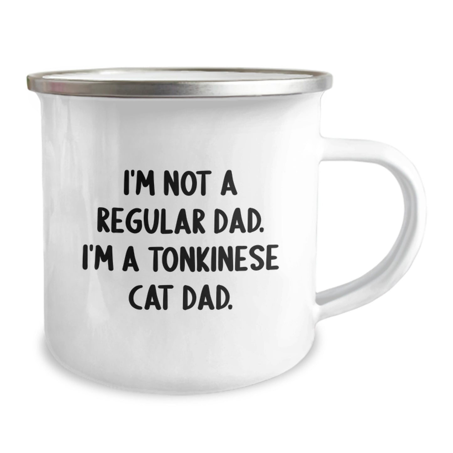 Tonkinese Cat Dad Camping Mug, Funny Graduation Unique Gifts for Men from Friends, 12oz Stainless Steel with Enamel Finish - Image 2