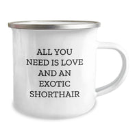 Load image into Gallery viewer, Exotic Shorthair Cat Lover Gifts from Friends - All You Need Is Love Camping Mug for Christmas Unique Presents - Image 2
