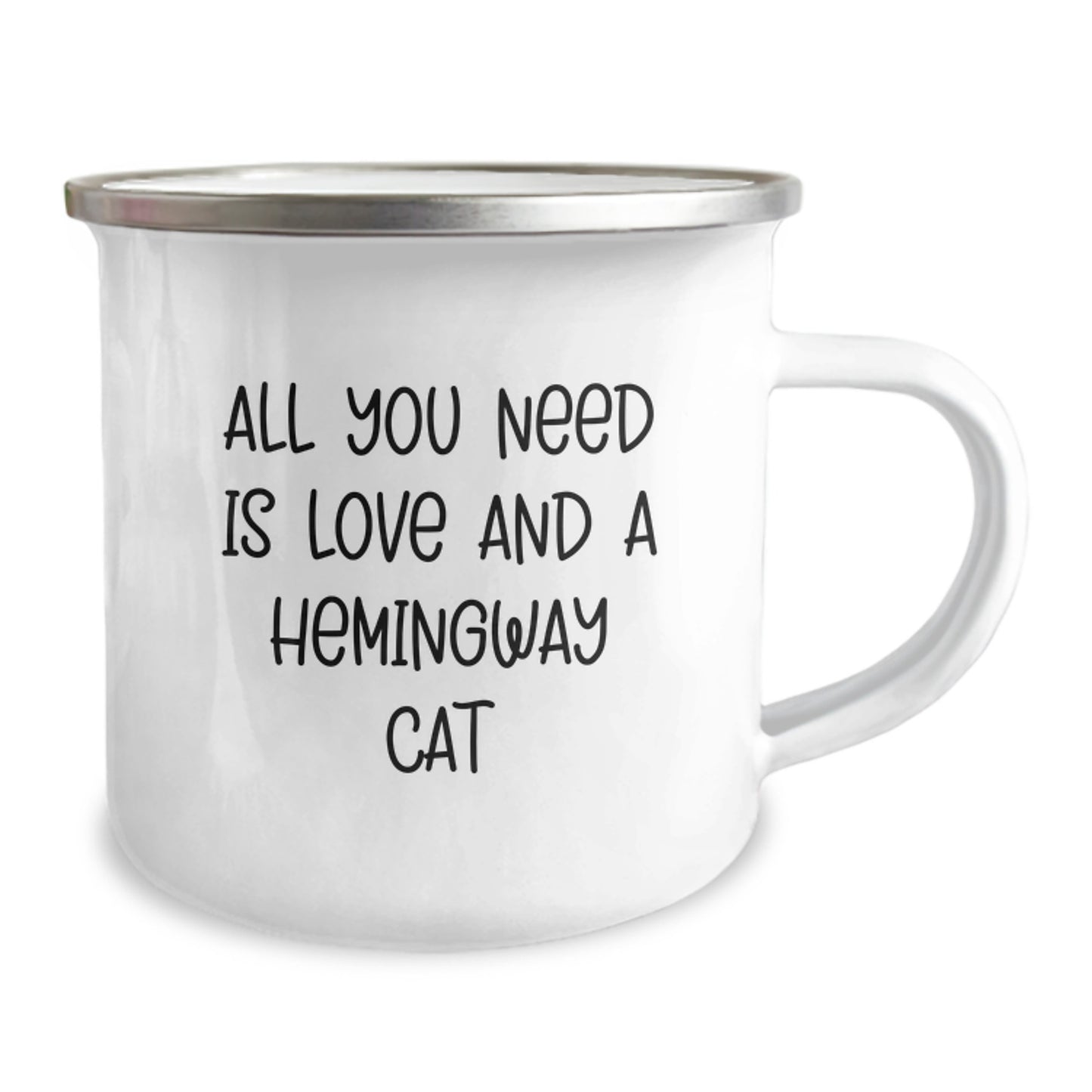 Funny Hemingway Cat Gifts for Men, Women, and Friends - Camping Mug with 'All You Need Is Love And A Hemingway Cat' Quote - Unique Christmas Unique Gifts from Family, Co-workers - Image 2
