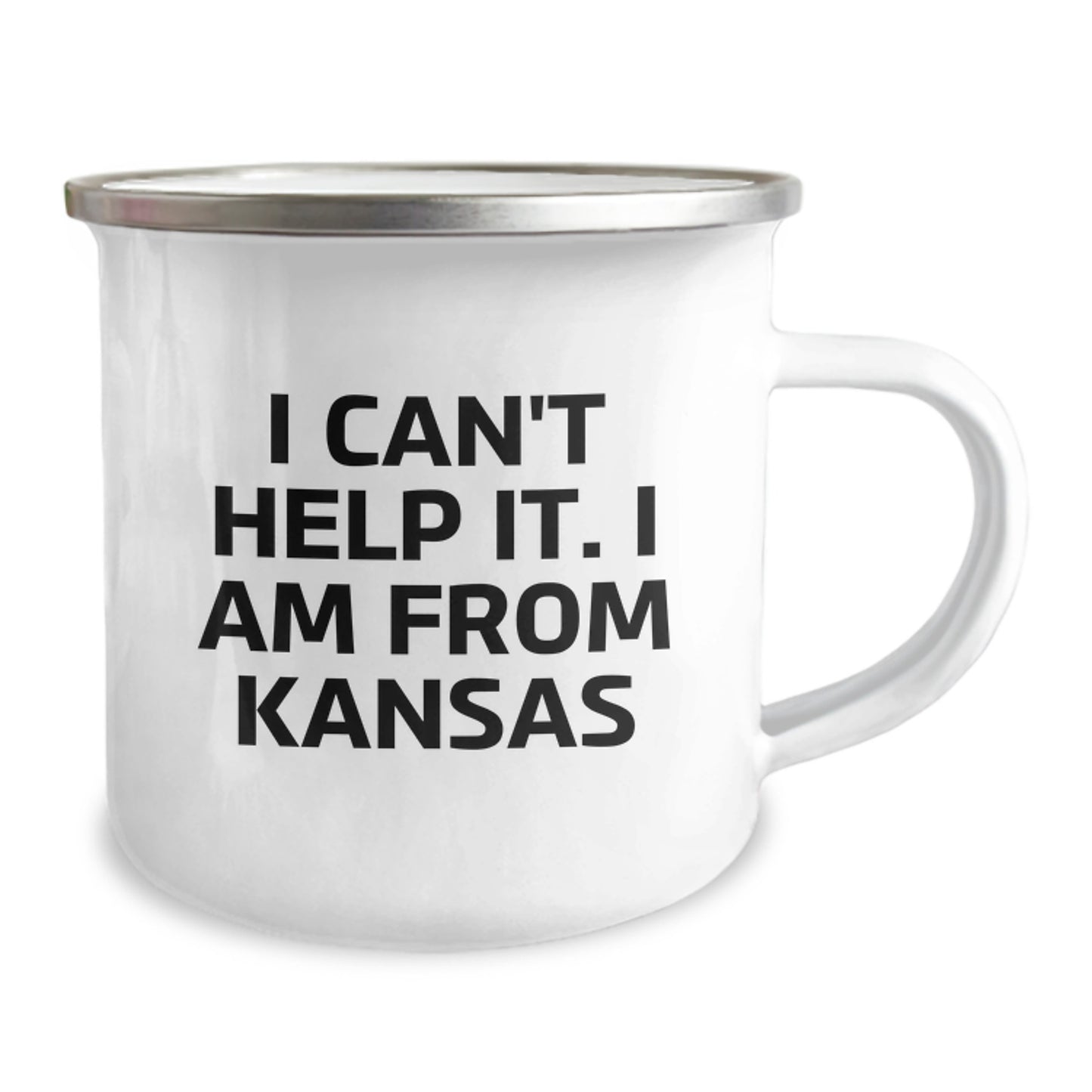 Funny Kansas Gifts for Him, Unique Camping Mug for Friends, 'I Can't Help It I Am From Kansas' Inspirational Quote - Image 2