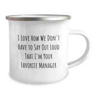 Load image into Gallery viewer, Funny Manager Gifts for Men, Camping Mug with Humorous Quote - Gifts from Friends, Christmas Unique Manager Mug 12 oz Stainless Steel, Perfect for Coworkers - Image 2
