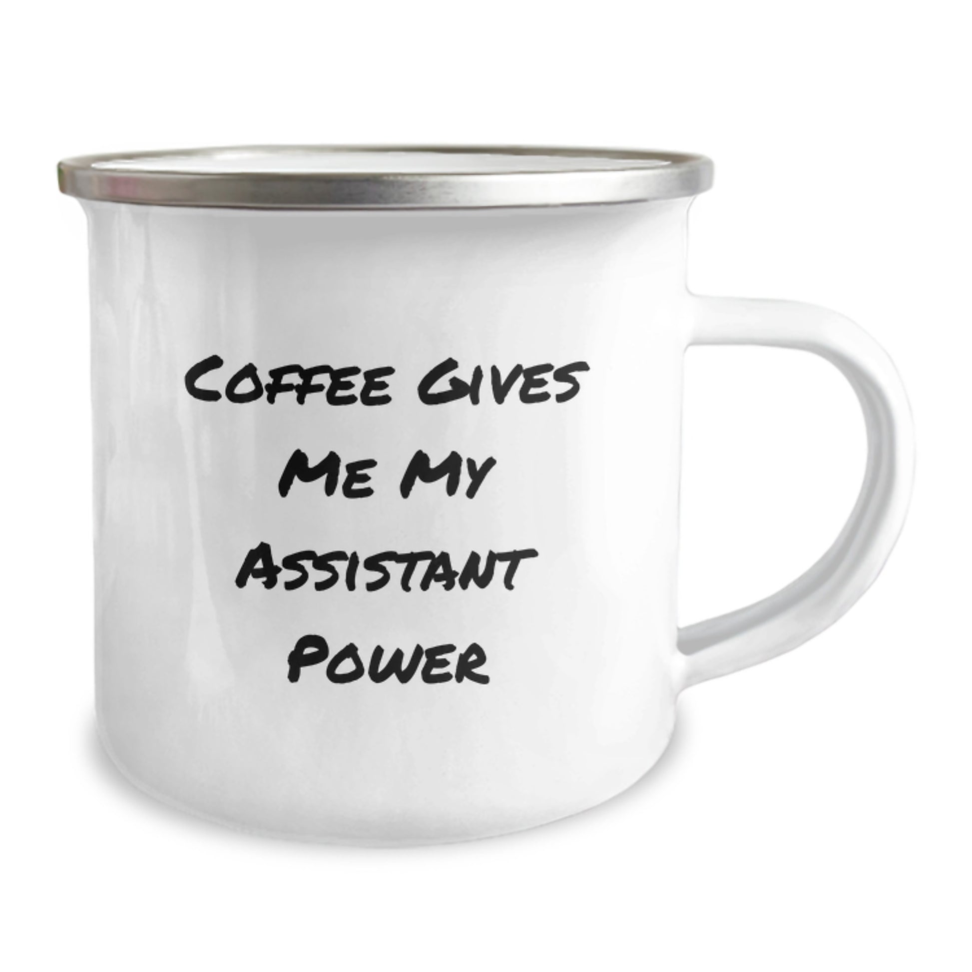 Funny Assistant Gifts for Graduation, Coffee Gives Me My Assistant Power - Enamel Camping Mug for Assistant Lovers, Unique Gifts from Friends to Family - Assistant Enthusiast Mug - Image 2
